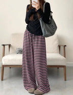 TARSE Women's Striped Barrel Pants Wide Leg Lounge Pants - Image 4