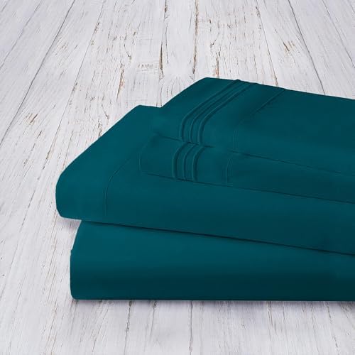 Mocassi Queen Sheet Set - Luxury Hotel 1800 Premier Bedding Sheets & Pillowcases - Ultra Soft Breathable & Cooling Bed Sheets - Deep Pocket - Wrinkle Resistant - 4 Piece - Queen, Marine Blue - Image 4