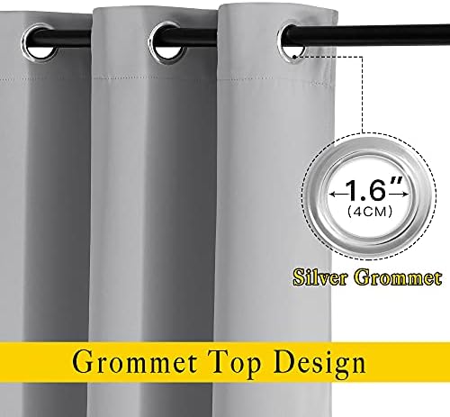 NICETOWN Blackout Silver Grey Doorway Curtains - Solid Thermal Insulated Grommet Room Darkening Privacy Window Drapes Sound Dampening for Bedroom/Living Room (W46 x L80, 2 Panels) - Image 3