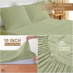 ARlinen 4 Piece RV Bunk Sheets 42 x 80, 10-Inch Deep Mattress, Sage - Image 6