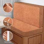 Leather Look RV Dinette Cushion Covers, Stretch Camper Cushion Slipcovers for Travel Trailer Couch RV Booth Seat, Replacement Camper Sofa Chair Protector (2 Backrest Cover & 2 Bench Cover,Mahogany) - Image 6