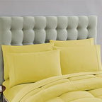 Sweet Home Collection 5 Piece Comforter Set Bag Solid Color All Season Soft Down Alternative Blanket & Luxurious Microfiber Bed Sheets, Yellow, Twin - Image 5