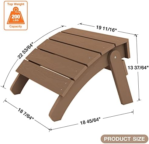 YEFU Folding Adirondack Ottoman Outdoor, Teak - Image 4