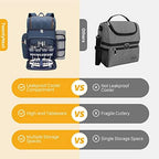 Picnic Backpack for 4, Insulated Cooler Bag with Blanket, Navy Blue - Image 6