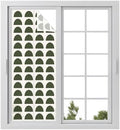 Window Privacy Film Frosted, Forest Green Boho Static Cling Door Window Covering, Middle Century Geometric Abstract Art UV Blocking Windows Film for Office, Hotel, Bedroom, 29.5 x 78.7 Inches by Unknown