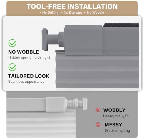 AOSKY No Drill Cordless Light Filtering Cellular Shade 47" W x 64" H Grey - Image 4