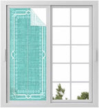 Window Privacy Film Frosted, Turquoise Botanical Static Cling Door Window Covering, Vintage Florals Geometric Minimalist UV Blocking Windows Film for Office, Hotel, Bedroom, 29.5 x 78.7 Inches by Unknown
