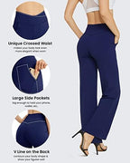 G4Free EverGoing Wide Leg Yoga Pants for Women Crossover Waist with Pockets - Image 4