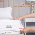 ARlinen 5PC Split King Sheets for Adjustable Bed, 15-Inch Deep, White - Image 6