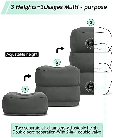 Inflatable Travel Foot Rest Pillow, Kids Airplane Bed, Adjustable 3 Layers Height Leg Rest Pillow, Adults Travel Essentials Great for Airplane, Office, Home, Trains, Cars - Image 4
