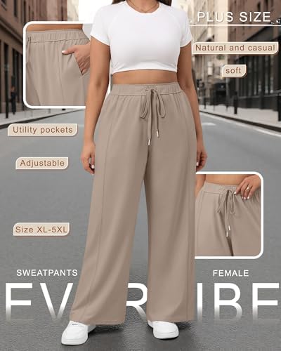 Evervibe 3 Pack Women's Plus Size Wide Leg Pants Baggy Sweatpant - Image 4