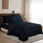 Elegant Comfort 1500 Premium Quality 4-Piece Bed Sheet Set - 18-24 Inch Extra Deep Pocket, Smart Storage Pockets, Wrinkle Free Ultra Soft 4PC Extra Deep Pocket Sheets, Twin/Twin XL, Black - Image 3