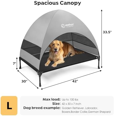 Veehoo Outdoor Dog Bed with Canopy, Cooling Elevated Dog Shade for Outside - Image 4