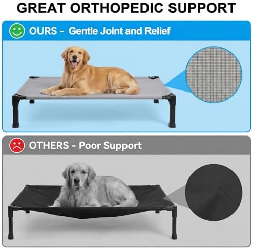 Elevated Dog Bed Raised Cooling Dog Cot for Large Dogs, Portable Indoor & Outdoor Pet Bed with No-Slip Feets Breathable Mesh Pet Bed for Camping Outdoor - Image 3