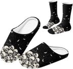 Jeiento Fuzzy Slippers and Sock Set Women's Warm Cozy Memory Foam House Shoes Soft Slip-on Slides by Jeiento