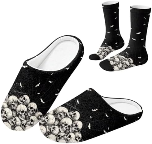 Jeiento Fuzzy Slippers and Sock Set Women's Warm Cozy Memory Foam House Shoes Soft Slip-on Slides by Jeiento