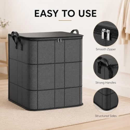 Dust-Proof Comforter and Bedding Organizer, Foldable Outdoor Cushion Storage Bag Travel Bag, Moving Storage Bins, Reinforced Handles ，3pcs：M (19.7 x 15.7 x 19.7 inches) - Image 3