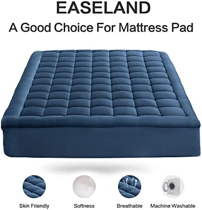 EASELAND Queen Size Mattress Pad Pillow Top Mattress Topper Cotton Top - Image 2