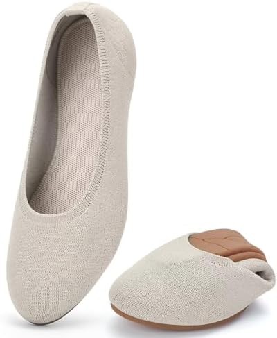 Puxowe Women's Ballet Flats Stretch Knit Comfortable Slip On Walking Shoes by Puxowe