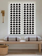 Window Privacy Film Frosted, Black Boho Reusable Static Cling Window Tints, Middle Century Geometric Abstract Art Heat Control Windows Films for Offices, Balcony, 29.5 x 118 Inches - Image 5