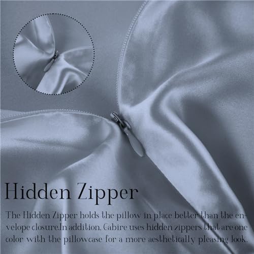 Gabire Mulberry Silk Pillow Cases Set of 2, Both Sides Real Silk Pillow Cover for Hair and Skin Cool Pillowcase Organic Silk Pillowcase 2 Pack with Hidden Zipper, Dusty Blue, Queen (20"×30") - Image 4
