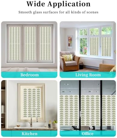 Window Privacy Film Frosted, Sage Green Boho Reusable Static Cling Window Tints, Middle Century Geometric Abstract Art Heat Control Windows Films for Offices, Balcony, 29.5 x 118 Inches - Image 7