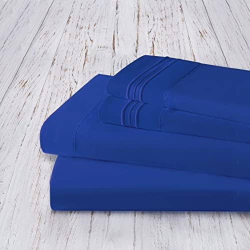 Mocassi Queen Sheet Set - Luxury Hotel 1800 Premier Bedding Sheets & Pillowcases - Ultra Soft Breathable & Cooling Bed Sheet Set - Wrinkle Resistant - 4 Piece Set - Queen, Imperial Blue - Image 4