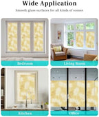 Window Privacy Film Frosted, Yellow Botanical Reusable Static Cling Window Tints, Summer Palm Leaves Foliage Tropical Heat Control Windows Films for Offices, Balcony, 29.5 x 118 Inches - Image 7