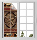Window Privacy Film Frosted, Texas Star Rustic Static Cling Door Window Covering, Farmhouse Western Horse Wood Grain UV Blocking Windows Film for Office, Hotel, Bedroom, 29.5 x 78.7 Inches by Unknown