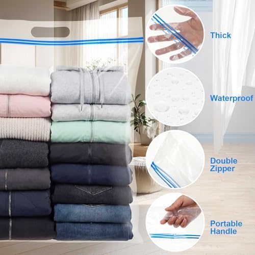 10 Pcs Clear Plastic Reclosable Slider Bags with Handles - Image 3