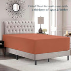 Mocassi Twin XL Size 4-Piece Bed Sheet Set - 1800 Premium Hotel Quality Microfiber 18-24 Inches Extra Deep Pocket Fitted Sheet- Luxury Soft, Breathable, Wrinkle, and Fade Resistant, Coral - Image 3