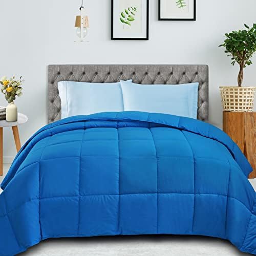 SUPERIOR All Season Down Alternative Comforter, Cal King, Aster Blue - Image 2
