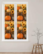 Window Privacy Film Frosted, Fall Pumpkins Reusable Static Cling Window Tints, Thanksgiving Autumn Sunflowers Orange Heat Control Windows Films for Offices, Balcony, 29.5 x 118 Inches - Image 2
