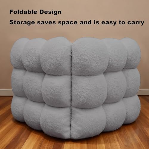 Upholstered Headboard Full Headboard Pillow Large Bolster Teddy Fleece Bed Reading Rest Back Support Cushion for Sitting in Bed, Snowball Foldable Backrest for Bedroom Daybed, Light Grey 47x24x8 Inch - Image 4