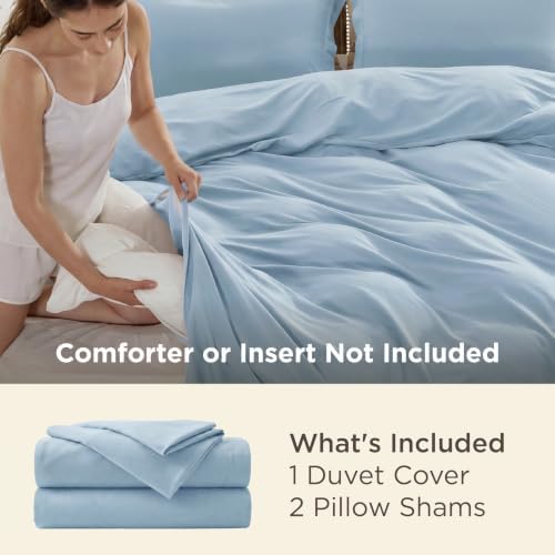 Bedsure Duvet Cover Full Size, 3Pcs Double Brushed Bedding Set, Baby Blue - Image 3