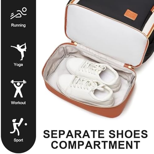 seyfocnia Gym Backpack for Men, Lightweight Sports Back pack With Shoe Compartment, Waterproof Gym Bag Workout Trainning Rucksack Casual Travel Daypack- White Brown - Image 2