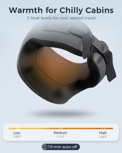 Heated Travel Neck Pillow with Vibrating for Airplane, Sleeping - Image 3