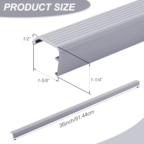 Briwooody 2 Packs Residential Threshold Cap 36'' Traditional Fixed Vinyl Cap Exterior Door Threshold Replacement for Residential Entry Door (Light Grey) - Image 2