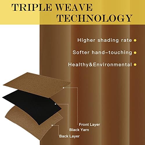 NICETOWN Patio Curtain for Sliding Glass Door - Grommet Blackout Thermal Curtain Room Darkening Sound Reducing Drape for Bedroom/Living Room (Gold Brown, 1 Panel, W100 x L84) - Image 2