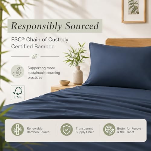 TOSMO Luxury Pillow Case Set of 2-100% Viscose Derived from Bamboo - Oeko-TEX, Silky Soft, Breathale & Cooling Pillow Cases with Envelope Closure (Standard, Slate) - Image 3
