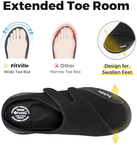 FitVille Orthopedic Slippers for Men with Arch Support, Extra Wide Slip-On Design for All-Day Comfort Ideal for Diabetes, Neuropathy, Swollen Feet & Lymphedema - Image 3