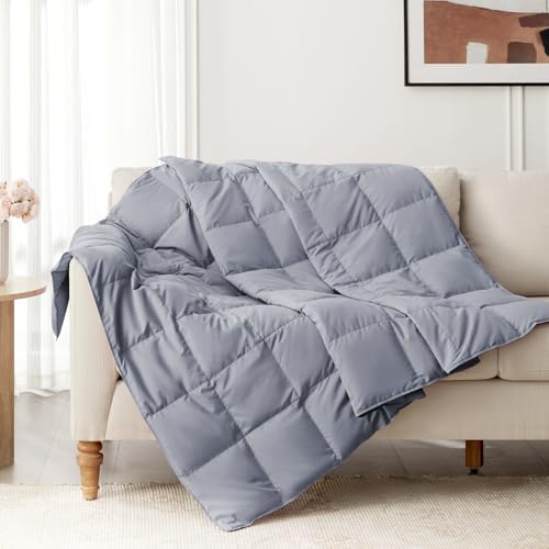 Peace nest Down Throw Blankets for Couch 50x70 Down Blanket for Indoor and Outdoor Throw Blanket use Soft Lightweight Throw Blanket Alloy Gray by Peacenest