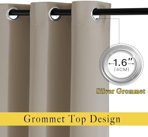 NICETOWN Sleep Blackout Curtains 84 inches Length for Small Windows, Noise Reducing and Block Draft Panels for Door Doorway Laundry Office Luxury Decor Theme (2 Panels, Taupe, W52 x L84) - Image 2