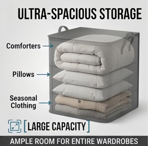 Spacious Moving Storage Bin Zippered Organizer for Clothes，4PC：140L - Image 2