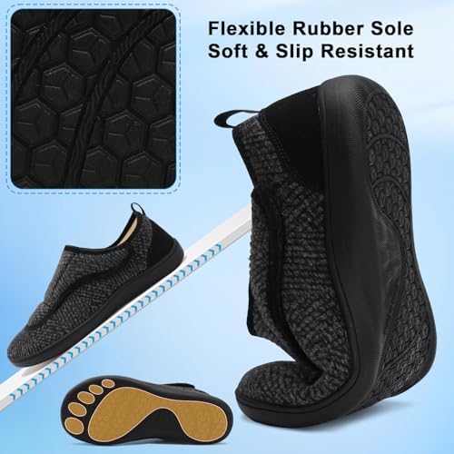 Scurtain Mens House Slippers Comfortable Wide Diabetic Orthopedic Shoes - Image 5