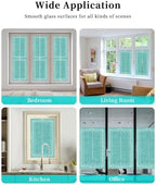 Window Privacy Film Frosted, Turquoise Botanical Static Cling Door Window Covering, Vintage Florals Geometric Minimalist UV Blocking Windows Film for Office, Hotel, Bedroom, 29.5 x 78.7 Inches - Image 7
