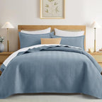 IR Imperial Rooms Twin Quilt Bedding Set Washed Blue Bedspread Wave by IRImperialRooms