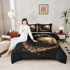 Erosebridal Baseball Comforter Set Full Size Sports Game Bedding Baseball Player Duvet Insert for Kids Boys Teens Retro Style Quilt for Room Dorm Decorative, Brown Down Comforter - Image 4