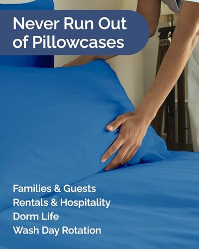 King Pillow Cases - 6 Pack Soft Pillowcase Covers - 20" x 40" (Royal Blue) - Image 5