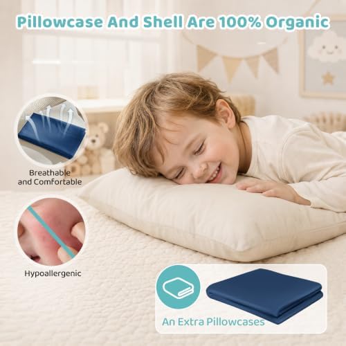 Kids Pillow with Pillowcase - 16x22 Organic Pillow Filled with Kapok - Image 4